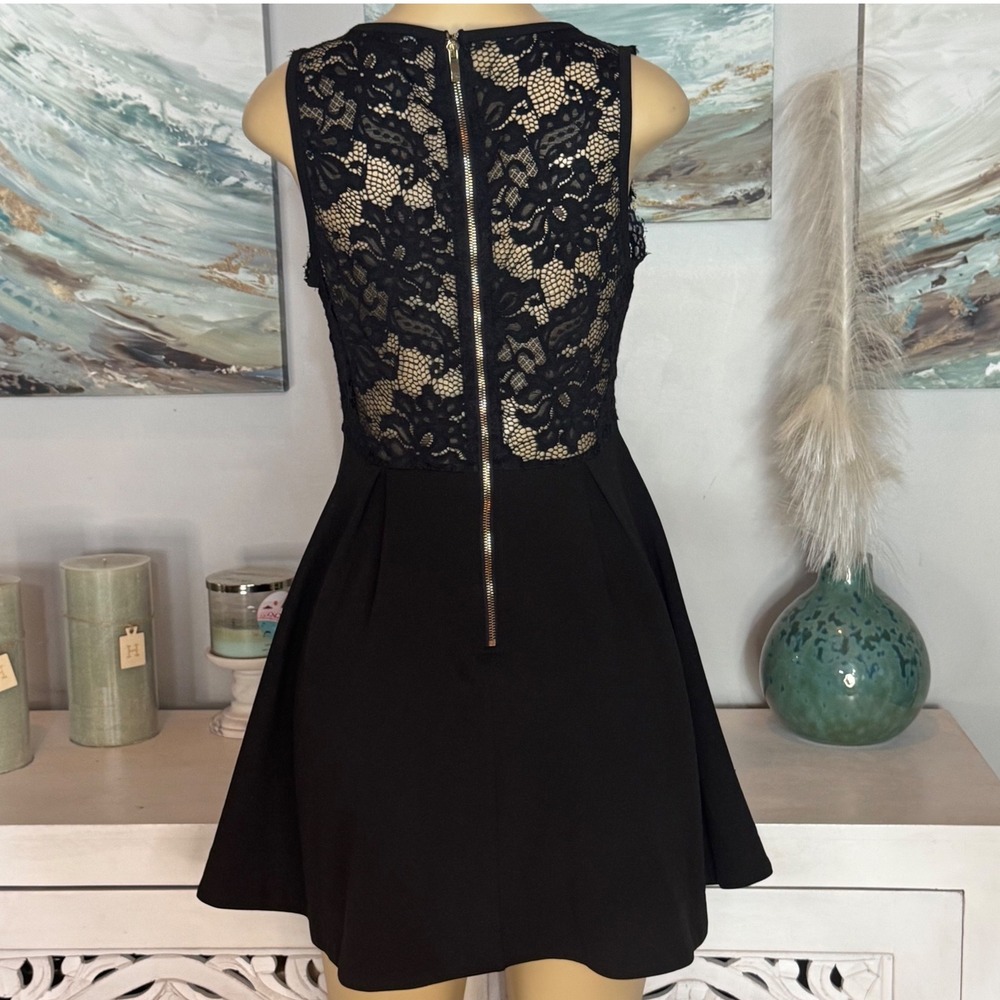 Privy Black Lace Fit & Flare Mini Dress Size Large